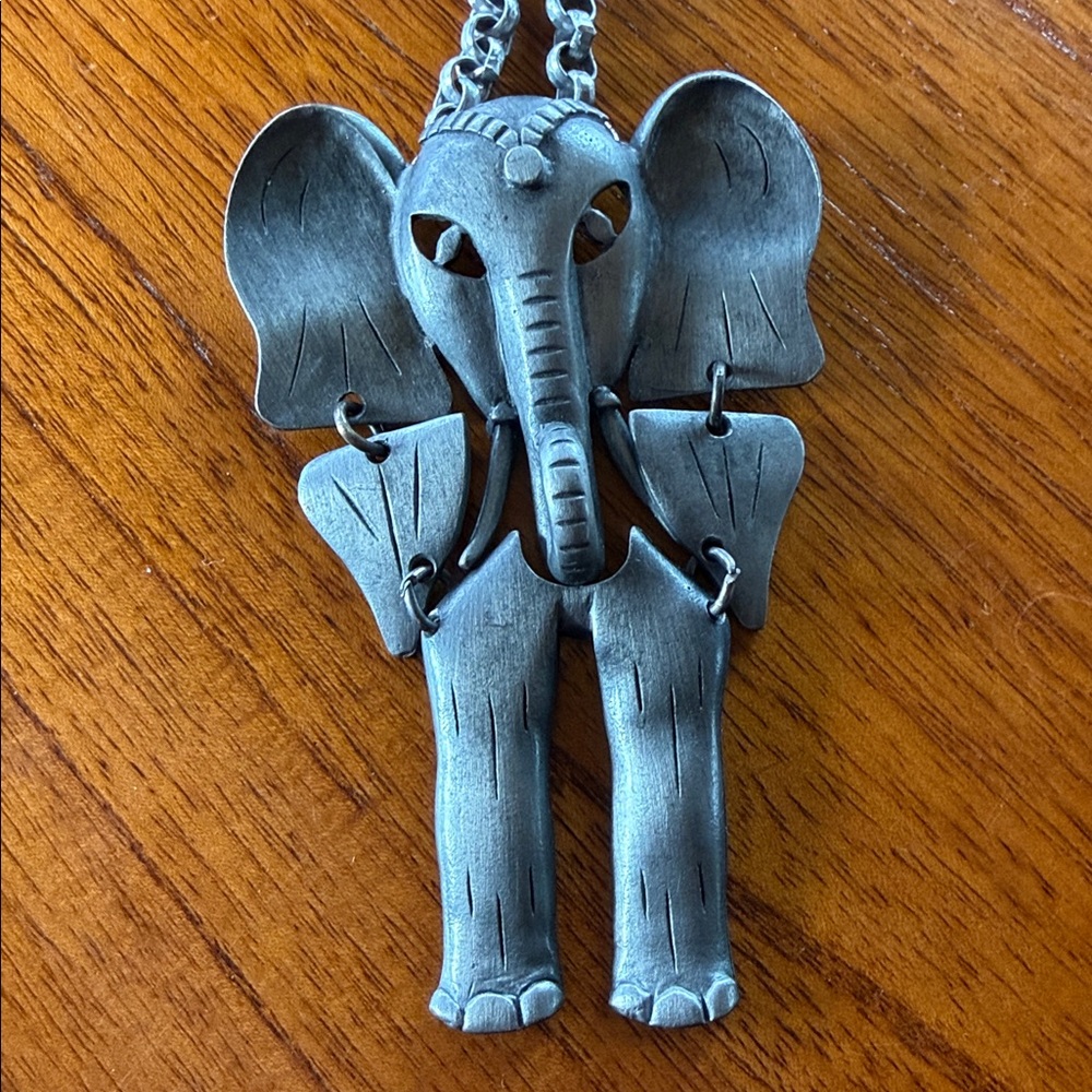 Gray Elephant Pendant Necklace